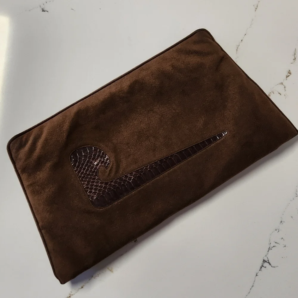 Vintage Pierre Cardin Suede Snakeskin Clutch Envelope Bag - Picture 1 of 11